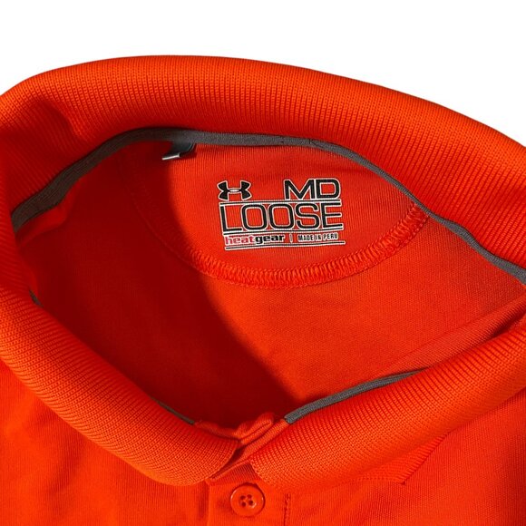 Under Armour Men's HeatGear Solid Orange Short Sleeve Polo Shirt Medium - Picture 8 of 8